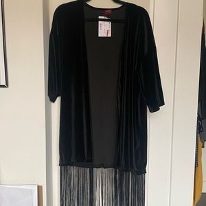 Velvet fringe cardigan